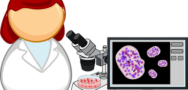 Gezeichnetes Bild einer Laborantin bei der Arbeit