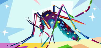 Bunter Moskito im PopArt-Stil gezeichnet
